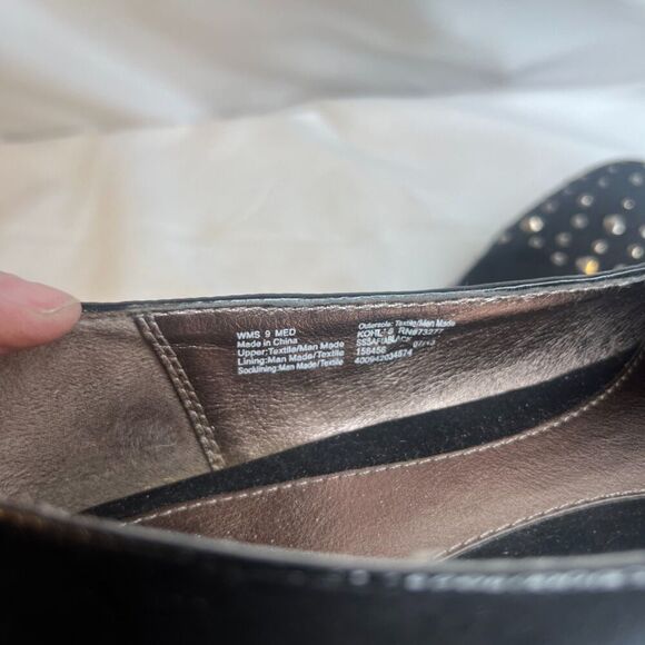 Sole Senseability Black Slip On Studded Jeweled Toe Flat Ballet Shoe Size 9M - Picture 9 of 10